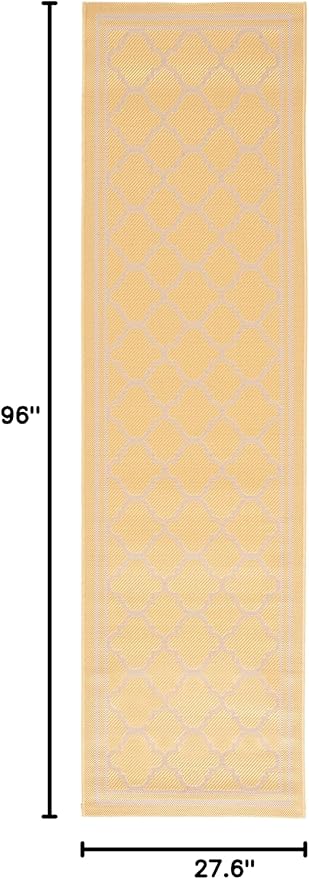 SAFAVIEH Courtyard Collection 2'3" x 8' Gold/Beige CY6918 Trellis Indoor/ Outside Waterproof Easy cleansingPatio Backyard Mudroom Runner Mat
