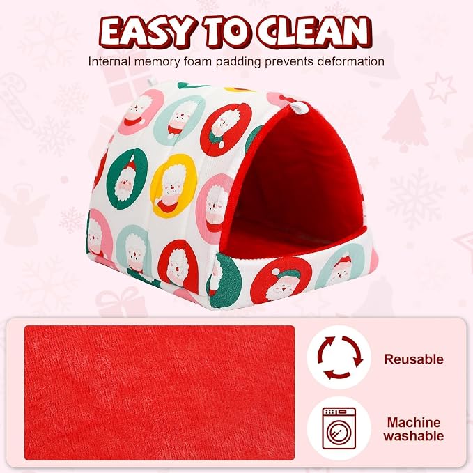 UPINS 2 Pack Christmas Guinea Pig Hideout,Guinea Pig Bed | Washable Small Animal House Cage Accessories,for Chinchillas Hamsters Hedgehogs Ferrets Bearded Dragons and Rats
