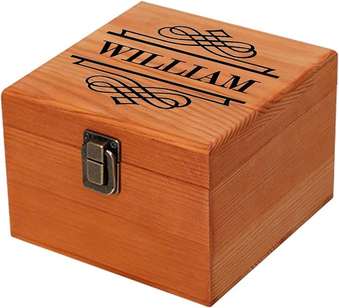 Personalized Keepsake Memory Box - Custom Name Wooden Decorative Storage With Lid for Christmas, Birthday, Anniversary, Wedding, Graduation - Customized Gift for Women Men