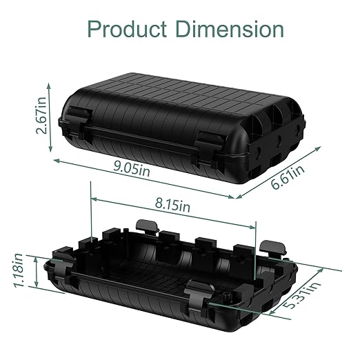 Outdoor Electrical Box(9.05x6.61x2.67inch), IP54 Waterproof Extension Cord Cover 9 Cable Entry Ports Connection Hider Box Safety Protector, Protect Plug, Holiday Light, Timer,and Power Strip, Black