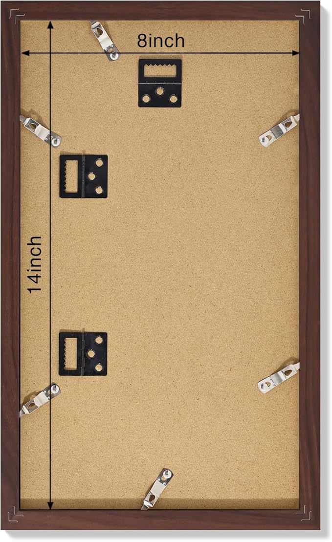 Vittanly 8x14 Picture Frames Collage Wall Decor, Displays 3Pcs 4x6 Pictures with Mat or 1Pcs 8x14 without Mat, Collage Picture Frame for Horizontal or Vertical Display, Brown, 1 Pack