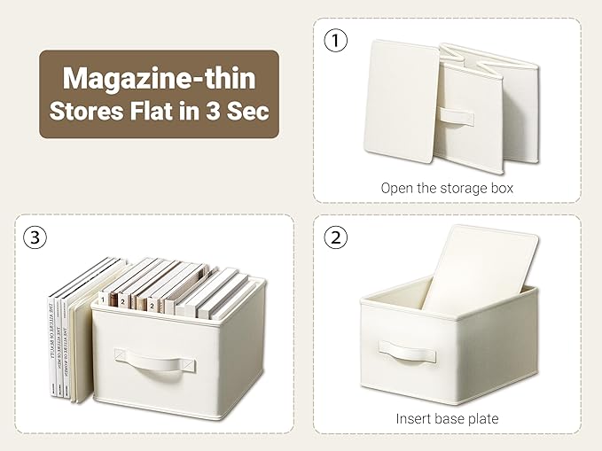 Fabric Storage Bins | Closet Bin Shelf Organizer Shelf Basket | Collapsible Linen Closet Organizer Storage Cube | 14¾"L x 10¼"W x 8¼"H | Storage for Clothes | White & Ivory 3 Pack