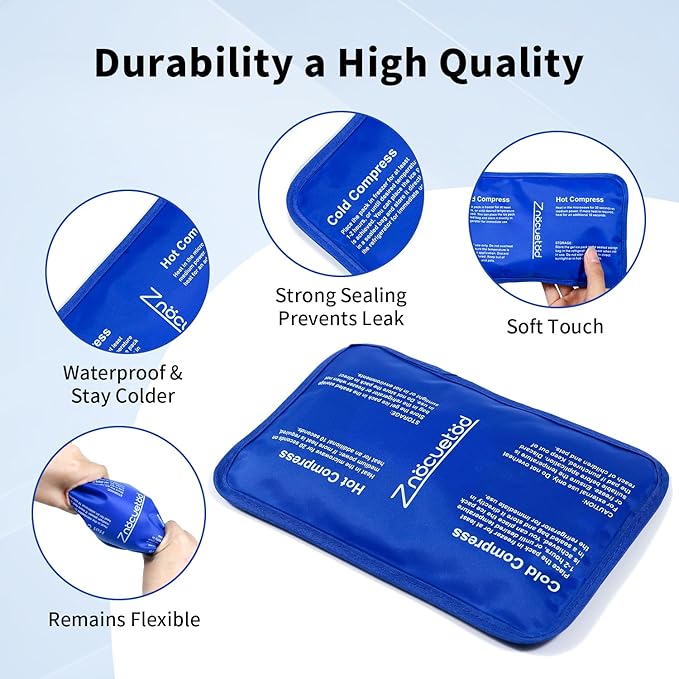 Gel Ice Pack for Injuries Reusable Soft Freezer Ice Bag with Strap- Hot Cold Compress Packs for Swelling Bruises Surgery Knee Shoulder Foot Back Ankle Neck Elbow Wisdom Tooth-2 Pack