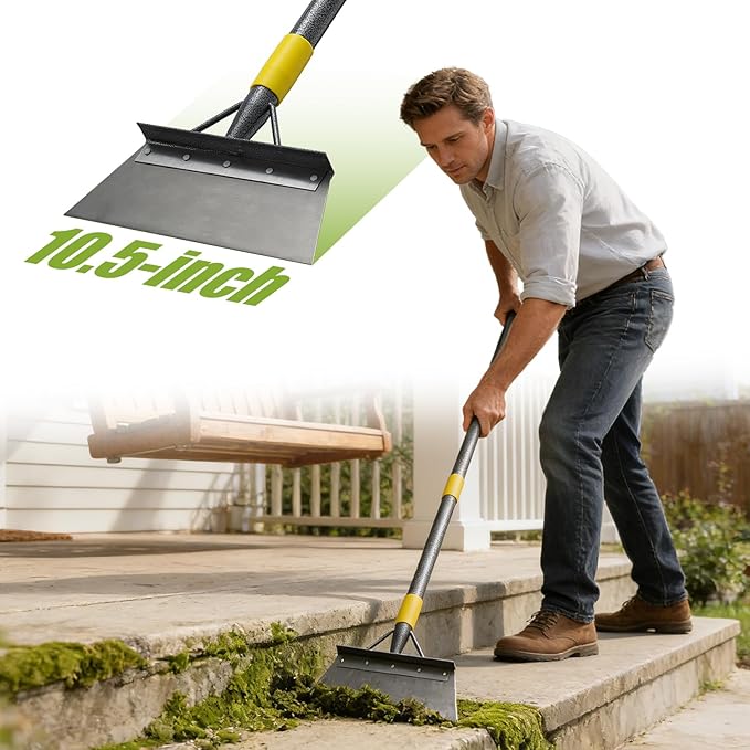 Garden Flat Shovel Scraper: 74" Metal Snow Ice Scraper, Adjustable Handle, Multifunctional Floor Scraper for Weed Cleaning Edging Trenching & Removing Snow Ice Dirty Moss