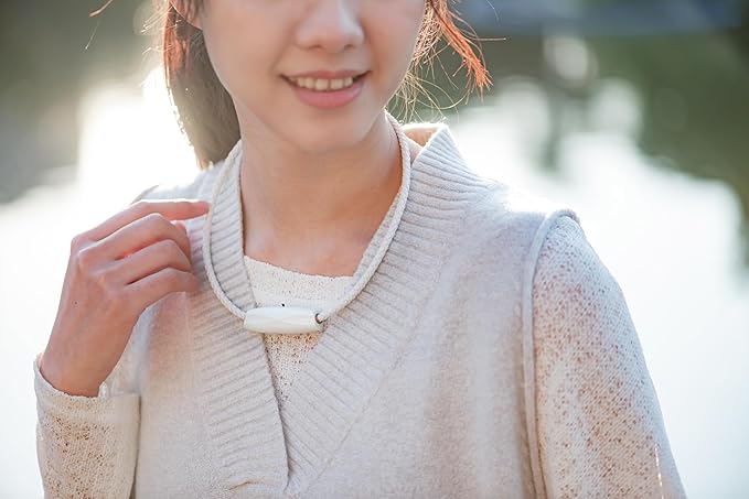 Airvida M1 Ionic Wearable Air Purifier (White-19.6 inches) – Up to 99% Pollutant Removal Rate, Stylish & Lightweight with 3 Modes, Titanium Necklace & Clip, Silent Operation, 20g