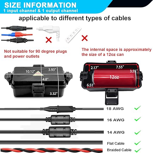 Outdoor Electrical Box Waterproof IP54 Black Outdoor Extension Cord Cover(Inner 6.5 x 3.5 x 2.2inch), Wall-Hangable Waterproof Box for Plug, Halloween, Christmas String Lights (1 PCS Black)