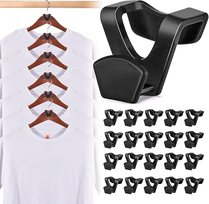 HOUSE DAY Space Saving Hangers 100 Pack, Clothes Hanger Connector Hooks, Heavy Duty Closet Space Saver, Small Space Solutions, Cascading Dorm Room Closet Organizer and Storage - Black
