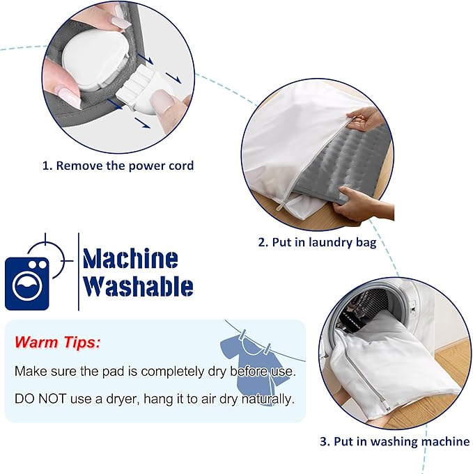 24"X20" Electric Heating pad with 6 Heat Settings, Auto Shut Off, Dark Gray Dry Electric Heating for Back Neck Knee Arms Legs Shoulder Heat Pads for Christmas Birthday Father's Day Mother's Day