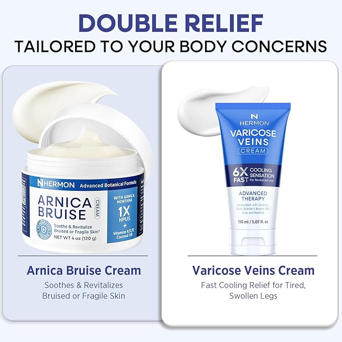 Hermon Arnica Bruise Cream: Reduce Bruising & Swelling on Thin Skin - Arnica Montana with Vitamins K, C & E–Hydrating Moisturizer for Face 4 oz
