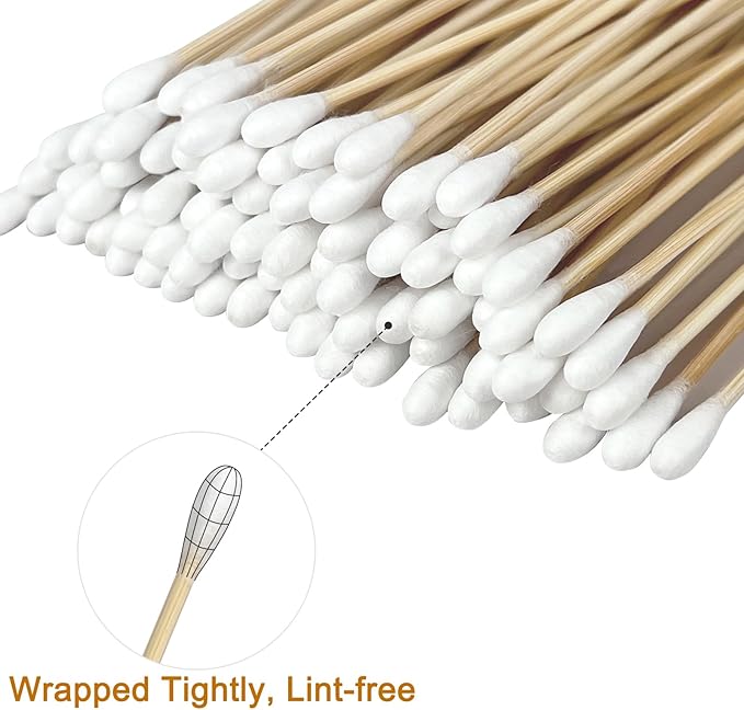 Gun Cleaning Swabs, Dual - Ends Tips, 6 Inch Gun Cleaning Supplies, Long Cotton Swabs with Bamboo Sticks in A Storage Case for Gun Cleaning and Maintenance
