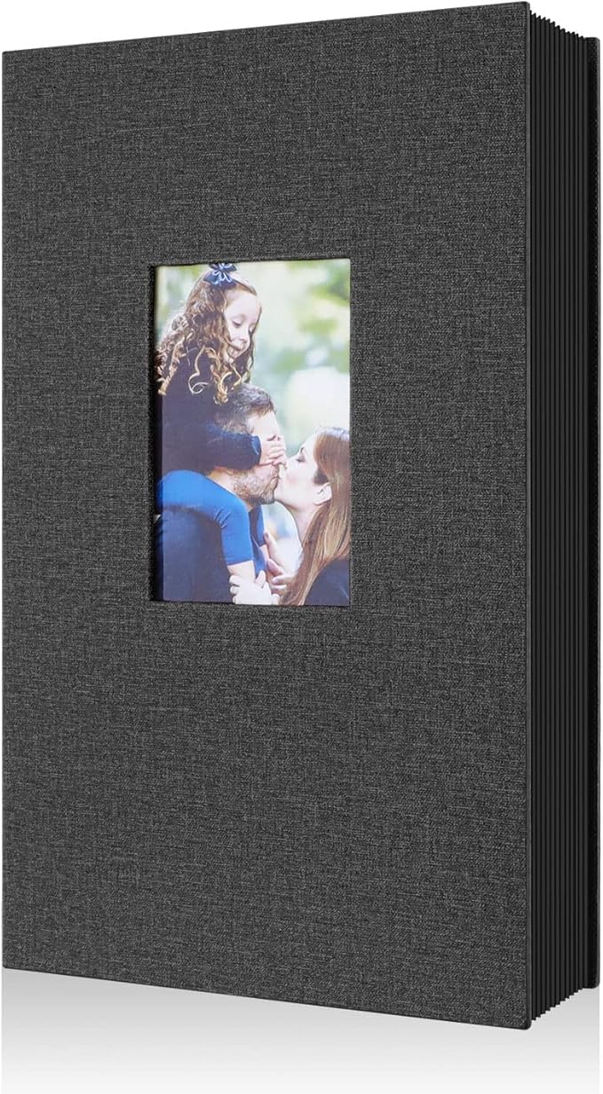 Ywlake Photo Album 4x6 300 Pockets, Linen Photo Albums Holds 300 Horizontal Pictures Only Black