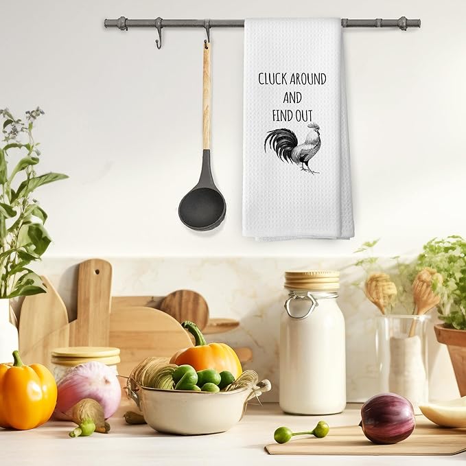 Funny Chicken Kitchen Towels, Chicken Lover Gifts for Women Hand Towels for Kitchen, Farmhouse Chicken Gifts Decorative Tea Towels Dish Towels, Chicken Kitchen Bathroom Decor, 16x24 Inch