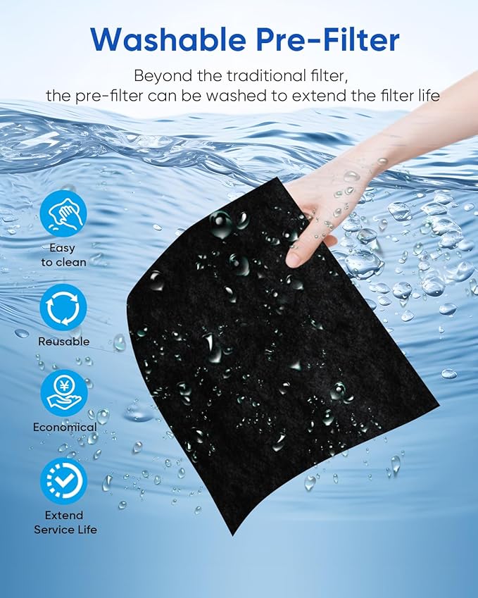 Pet Air Purifier for Home Large Room Bedroom 2500 Ft² with Washable Filters, H13 HEPA Double-Sided Filter Air Purifier with Smart WiFi, Quiet Air Cleaner for Smoke Dust Cat Hair Pets Odor