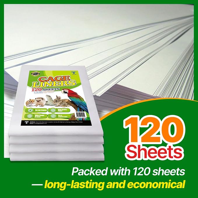 TORTO9 Cage Liner Sheets for Birds – 120 Pack, 11 x 17 in, 1.5 lb | Acid-Free & Non-Toxic Paper | Safe Pet Bedding, Craft Supply, Packing & Shipping Use