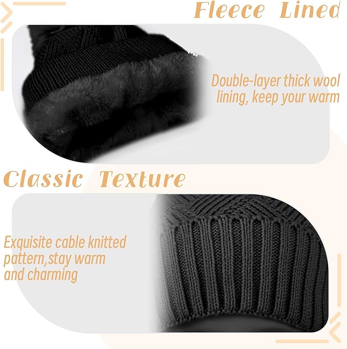 Geyoga 6 Pcs Winter Warm Set for Women Warm Beanies Hats Touchscreen Gloves Long Scarf Ear Muffs Socks Winter Gifts for Women