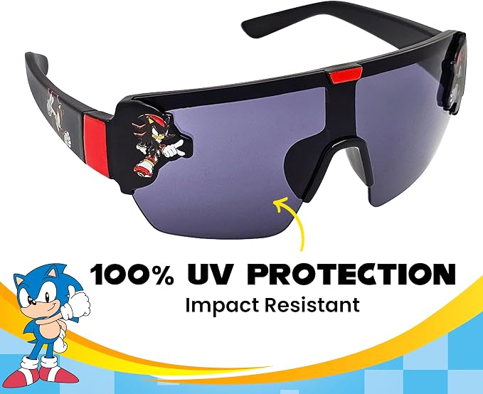 ARKAID Sonic the Hedgehog Boys Sunglasses | 100% UV Protection | Official Sega Sonic the Hedgehog Boys Sunglasses | Impact Resistant | Gift Idea | Fits Most Kids