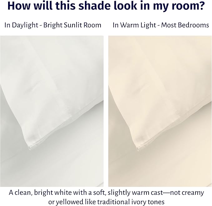 California Design Den California King Sheets Deep Pockets Set - Certified 100% Egyptian Cotton Sheets Set, Lightweight & Crisp Percale, Cool & Durable Luxury Bedding - Ivory