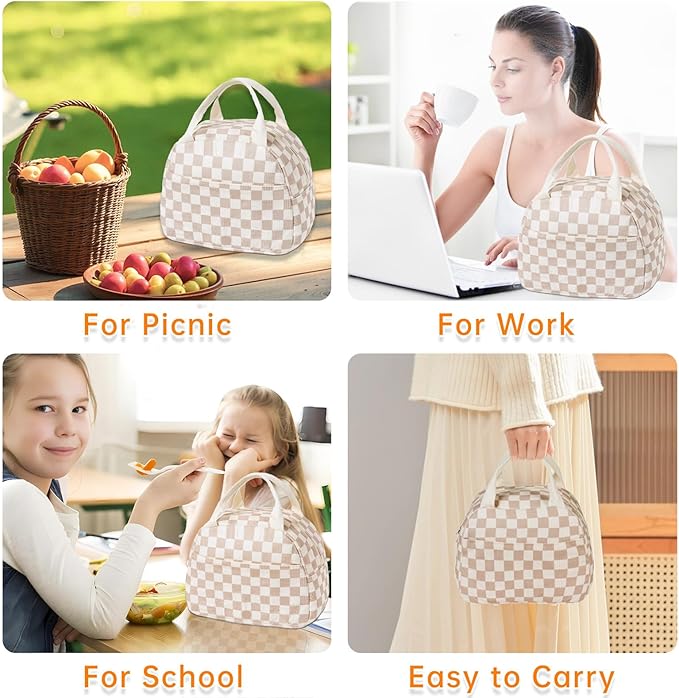 Lunch Bag for Women Men Girl,Large Cute Corduroy Lunch Tote Bags - Reusable Insulated Lunch Box for women with Handle, Leakproof WaterProof Design for Office, School, Work,Picnic.