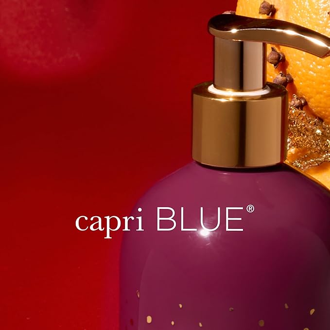 Capri Blue Large Moisturizing Hand Wash Soap - Liquid Hand Soap with Pump Bottle - Gentle & Hydrating Skin Care - Notes of Juniper Berry, Cinnamon, Clove & Orange Mandarin (Tinsel & Spice, 11.8 fl oz)