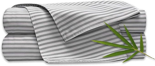 California King Sheets by Pure Bamboo, Genuine 100% Organic Viscose Derived from Bamboo Bed Sheet Set, Soft & Cooling, Double Stitching, Lifetime Quality Promise (California King, Stripes)