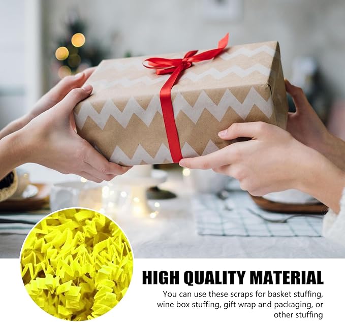 ZEBMOON 1 LB Yellow Crinkle Cut Paper Shred Filler Great for Gift Wrapping, Basket Filling, Birthday, Wedding, Halloween, Thanksgiving, Christmas Day New Year Party Decorations Filling Supplies