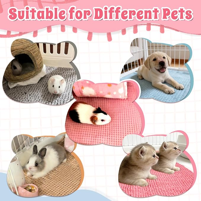 Guinea Pig Cage Liner, 4 PCS Washable Guinea Pig Bedding Fleece Mat | Reusable Pee Pads for Small Animals, Bunny Rabbit Hamster Chinchilla Cage Accessories 16x12 Inch Blue