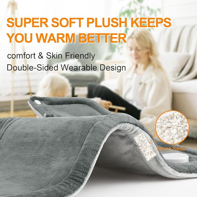 Heating Pad for Neck and Shoulders and Back, Mothers Day Gifts for Mom Wife Grandma, Birthday Gifts for Women, Weighted Neck Heating Pads, Large Heat Pad, 6 Heat Settings 4 Auto-Off, 17"x23" Steely