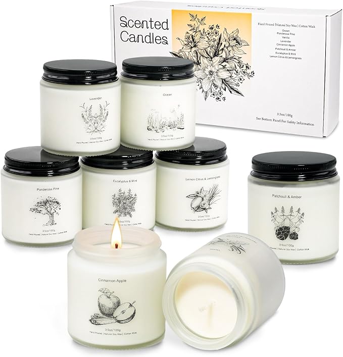 Candles for Home Scented, Gifts for Women, 8 Pack Aromatherapy Candle Set for Women, Natural Soy Wax Jar Candles Set, Candle Gifts for Mother's Day, Birthday, Valentine's Day