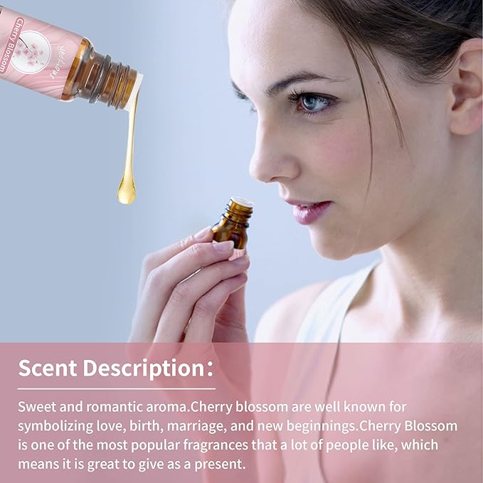 Yethious Cherry Blossom Essential Oil 10ML Set, Aromatherapy Oil for Diffuser, Fragrance, Soap Candle Making (2 Pack)
