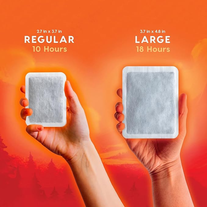 IRIS USA Hand Warmers, Regular/Large/Jumbo, 30/60 Individual Warmers, Regular/Adhesive Body Warmers Up to 10/12/18 Hours Disposable Handwarmer Bulk for Hot Hands Feet Chest Back, TSA-Approved, Camping