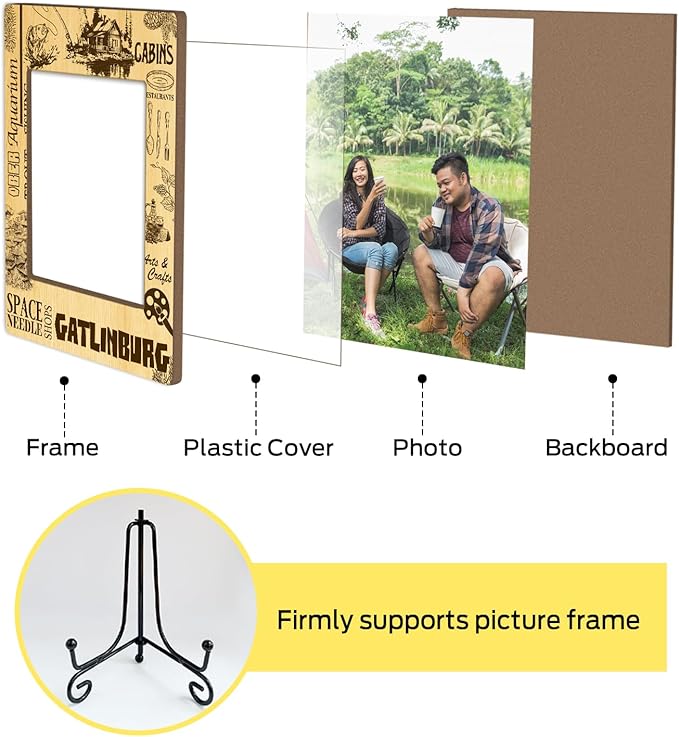 Fishing Picture Frame Wood Photo Frame for Friends Men Women, Farmhouse Tabletop Display 4 x 6 Picture Frame Father’s Day Vacation Gifts for Lake Lover Daughter Son, Lake House Holiday Decorations -18