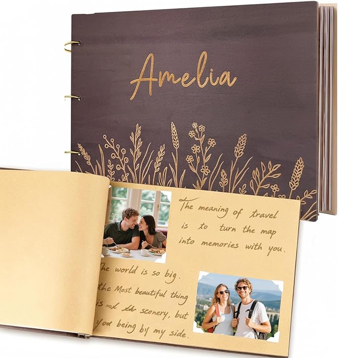 Personalized Photo Album, Photo Books Customizable, Wedding Scrapbook, Anniversary Book for Couples, Birthday Keepsake Gifts for Women Mom Wedding Baby Family Travel