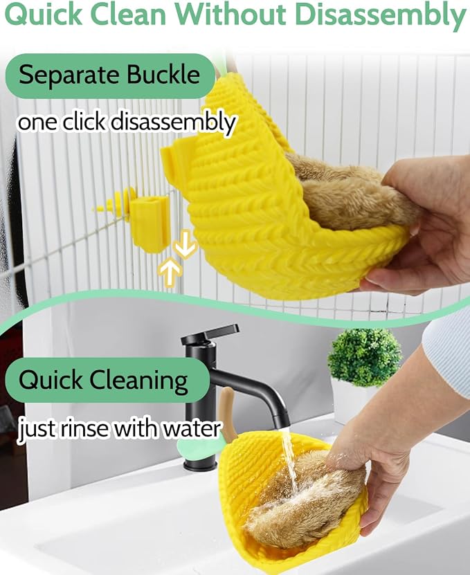 Cute Pear-Shaped Bird Bed for Cage, Only for Small-Sized Birds | Parakeet Nest with Cotton Pad, Quick-Release Buckle for Easy Clean, Open Hammock with Airy View for Lovebird Canary Budgie
