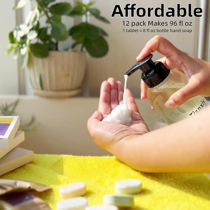 Foaming Hand Soap Tablet Refills - 12 Count- 96 fl oz total (12x 8 fl oz) - Eco-Friendly Foaming Hand Soap Refill - Gentle on Hands, Kind to Earth - Lavender