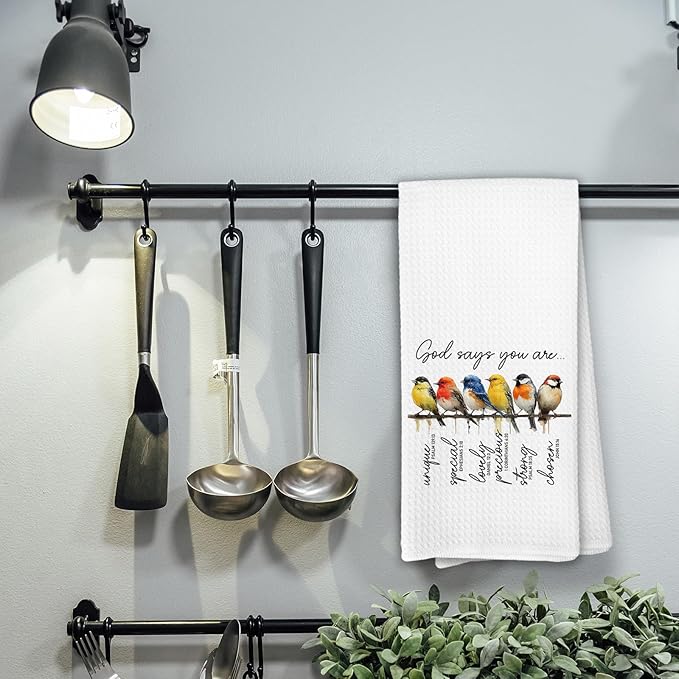 Christian God Says You are Bird Kitchen Decor Towels, Christian Religious Birthday Gifts for Women, Bible Verse Inspirational Bird Bathroom Towels, Motivational Bathroom Kitchen Hand Towel