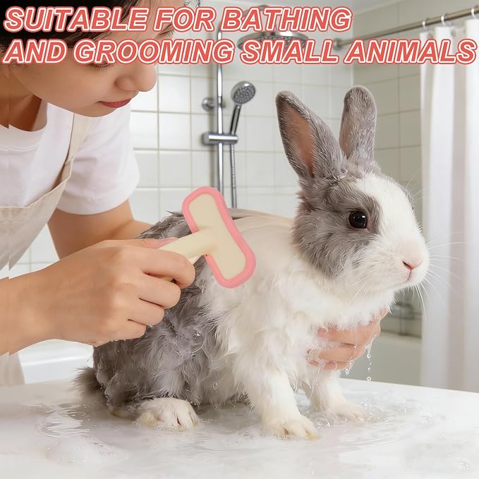 2Pcs Rabbit Brush Soft Bunny Grooming, Soft Silicone Small Animal Massage Comb, Practical Brush Bunny Grooming Kit Supplies Suitable for Cats Puppies & Other Pets