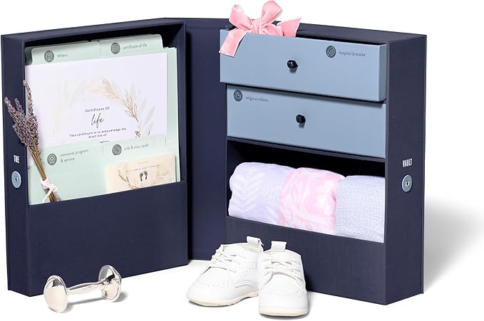 Savor | Baby Memory Box Keepsake Organizer | Customizable Sympathy Gift and Remembrance Box for Angel Baby, Pregnancy, & Treasured Mementos (Blue, Adelaide Style)