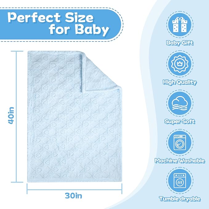 Ultra Soft Fleece Baby Blanket,Swaddle & Receiving Blankets for Newborn Infant, Lightweight Breathable Nursery Nap Blanket for Crib Stroller, for Boys & Girls Heart Checkered 30"x40" Blue