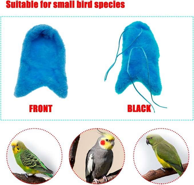 Corner Fleece Bird Blanket Cozy Bird Bed Warmer Parrot House Cage Snuggle Hut Bed Hanging Hammock Toy for Parakeet Cockatiel Conure Pigeon Lovebirds Small Animals Shelter Plush Bedding(Blue/M)