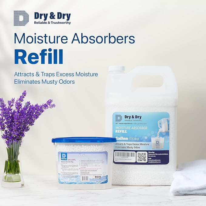 Dry & Dry Moisture Absorbers Refill Beads (8 LBS) - Dehumidifiers for Home Dehumidifier for Basement Dehumidifiers for Bedroom Small Dehumidifiers Dehumidifiers Moisture Absorbers