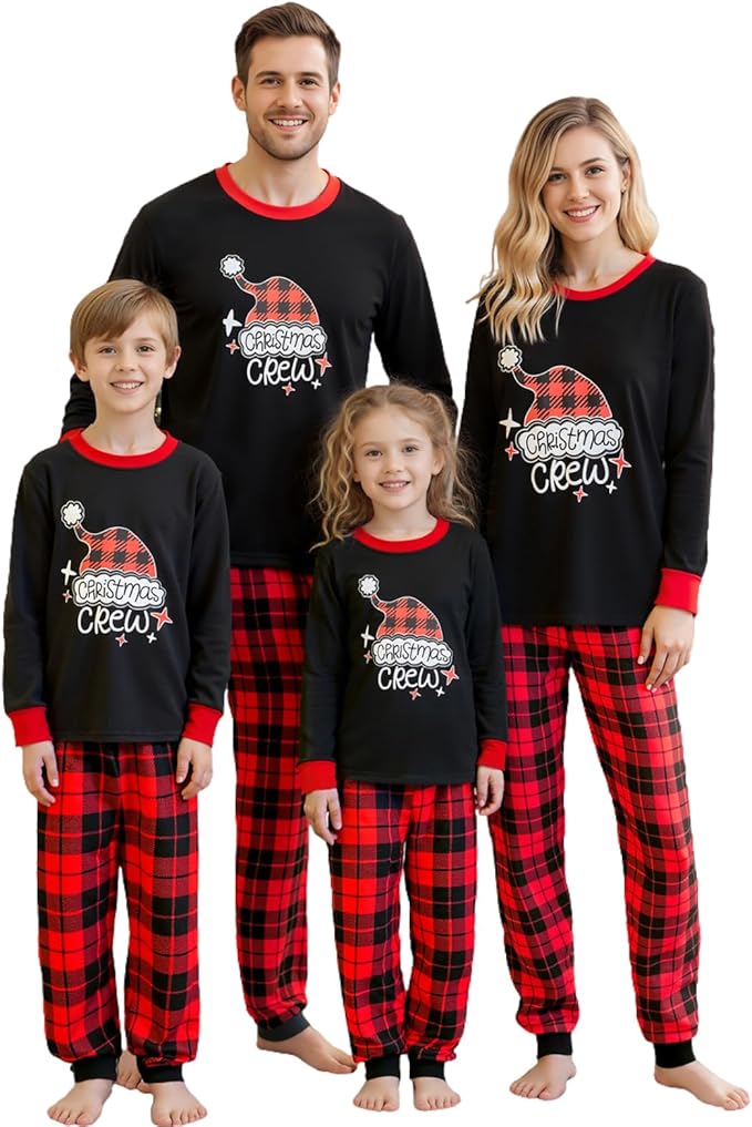 Matching Family Christmas Pajamas Set Elk/Tree/Plaid Holiday Sleepwear Xmas Family Jammies