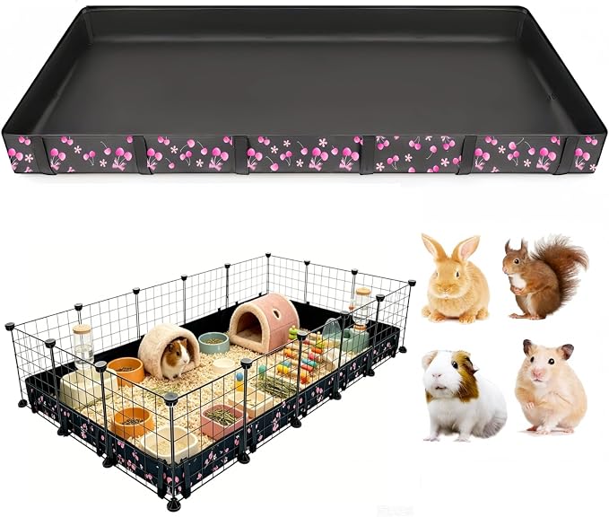 DZWLKJ Waterproof Guinea Pig Cage Liner,Washable Tarp Bottom Base,Cherry Graphic,36"x60", Reusable for Rabbit, Chinchilla, Hedgehog, Ferret & Other Small Animals.