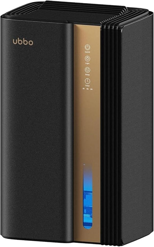 Dehumidifiers for Home, 850 sq.ft 95oz Dehumidifier with Drain Hose Timer Sleep Mode Auto-Off 7 Colors Light, Dehumidifiers for Basements Bathroom Bedroom RV Black Gold
