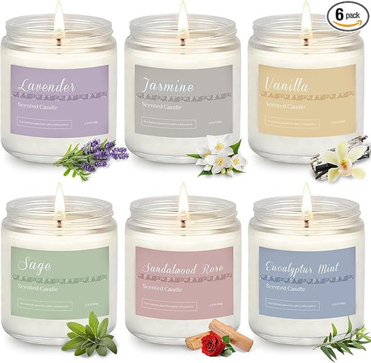 Holiday Scented Candle Gift Set, 6 Pack Natural Soy Candles for Home, Long Lasting Christmas Gifts for Women, Men, Friends & Family, Winter Aromatherapy Candle Set for Relaxing & Home Décor