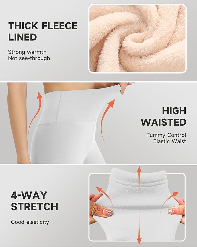 GAYHAY Fleece Lined Leggings for Women – Thick Winter Warm Thermal High Waisted Tummy Control Workout Yoga Pants