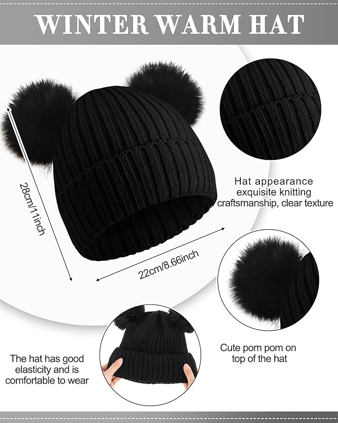 Geyoga 6 Pcs Winter Warm Fleece Knit Hat Long Scarf Touchscreen Gloves Ear Muffs Socks Sets, Winter Warm Gifts for Women