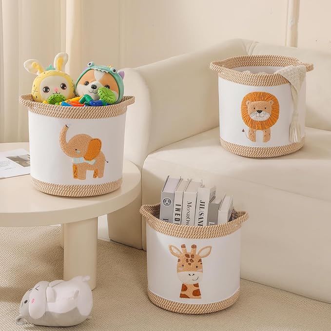 Toy Basket for Baby Laundry Hamper Blanket Baskets Cute Giraffe Nursery Hampers Toy Storage Basket, Woven Cotton Rope Nursery Organization Bins For Girls Boys Kids Newborn Gifts Baskets