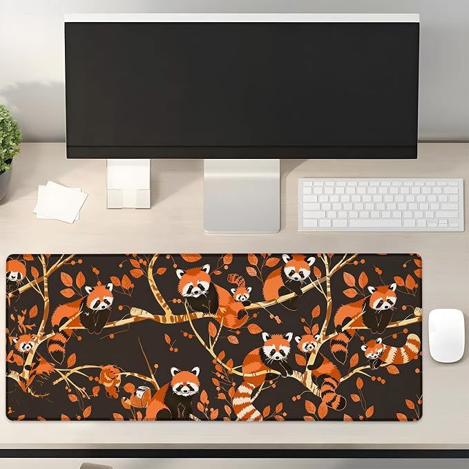 Red Pandas Gaming Mouse Pad Gifts 31.5" x 11.8", Non-Slip Rubber Base MousePads for Computers Laptop School Office Home Accessories Decor, Mouse Pad, Keyboard Desk Mat