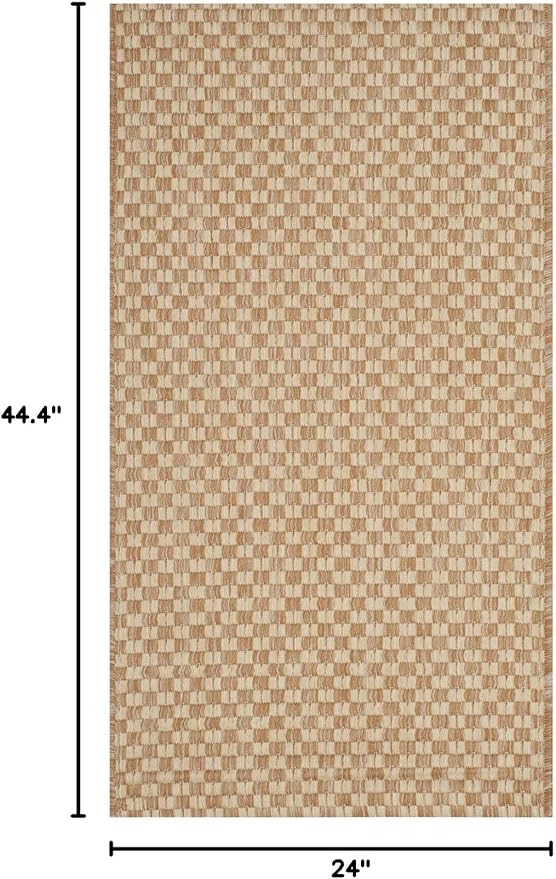 SAFAVIEH Washable Rug Outdoor Courtyard Collection - 2' x 3'7", Natural & Cream, Non-Shedding & Easy Cleaning, Ideal for Patio, Front Door, Entryway, Doormat (CY8653-03021)