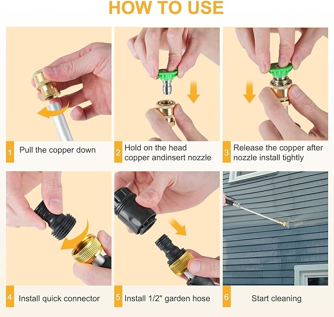 Jet Nozzle High Pressure Hose Nozzle, 7-1 High Pressure Power Washer Wand, Versatile Cleaning Tool for Gutter, Patio, Car Wash,Gardening, Built to Last for Homeowners & Garden Enthusiasts
